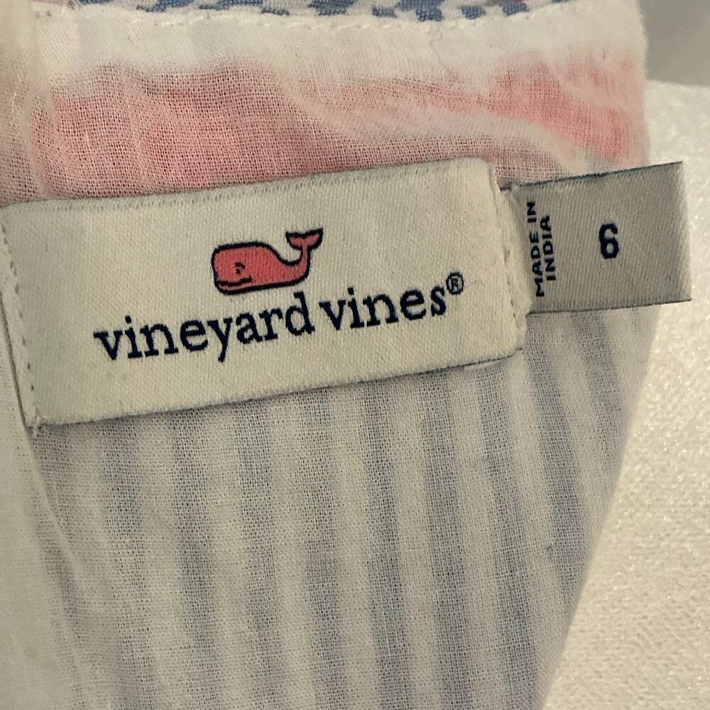 Vineyard Vines sleeveless blue & white strip w/bright pink appliqué - Size 6 - Picture 7 of 9